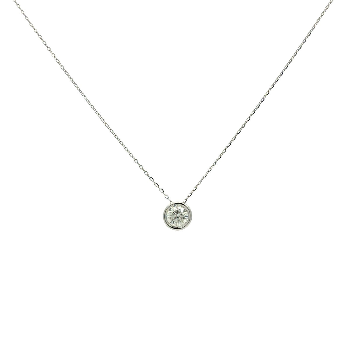 14k White Gold and 0.46cttw Diamond Bezel Set Solitaire Pendant Necklace1