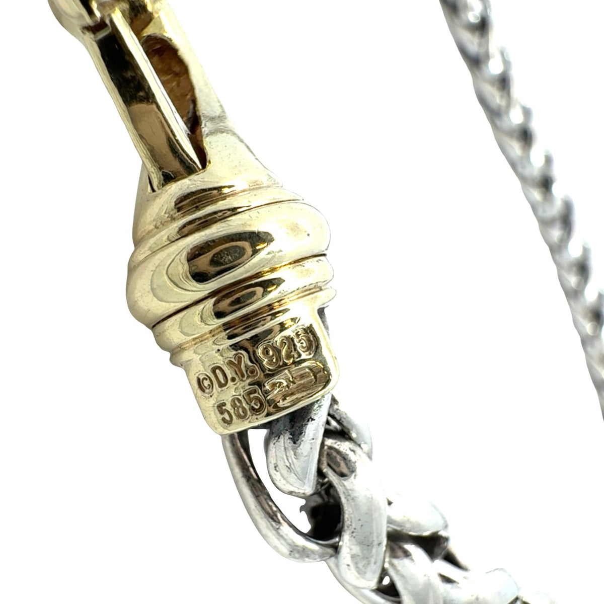 David Yurman Two-Tone Sterling Silver & 14k Gold Woven Wheat Chain Necklace 16"5