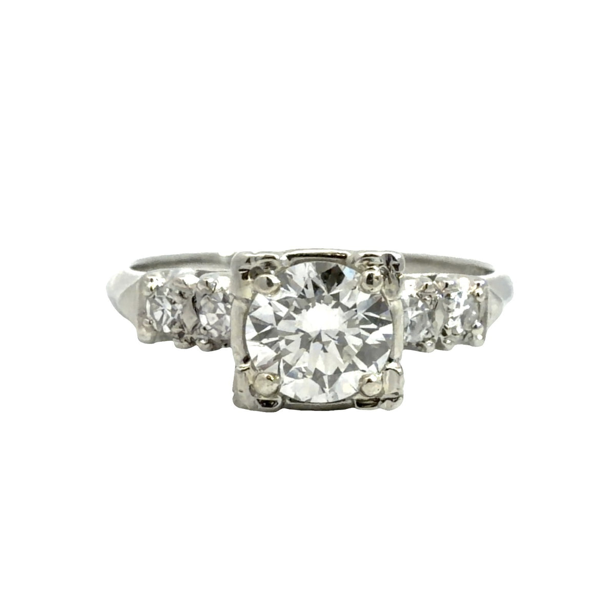 Vintage Stamped 14k White Gold 1.15ctw (0.72ctw) Diamond Wedding Sett Size 71