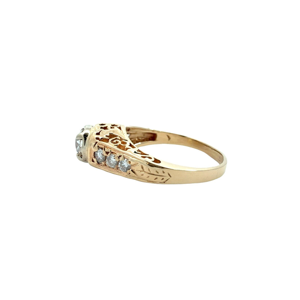 Vintage 14k Yellow Gold Euro-Cut 0.76cttw Diamond Filigree Engagement Ring5