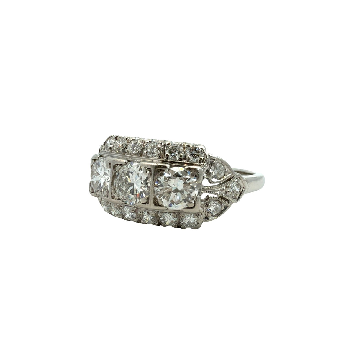 Vintage Platinum Multi-Stone 1.57cttw Diamond Engagement Ring Size 8.251