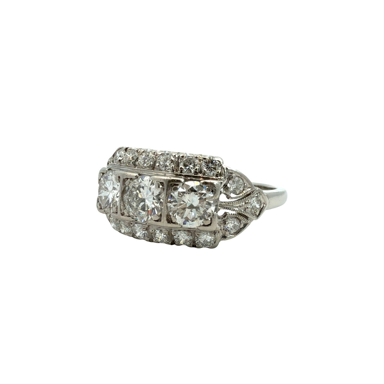 Vintage Platinum Multi-Stone 1.57cttw Diamond Engagement Ring Size 8.251