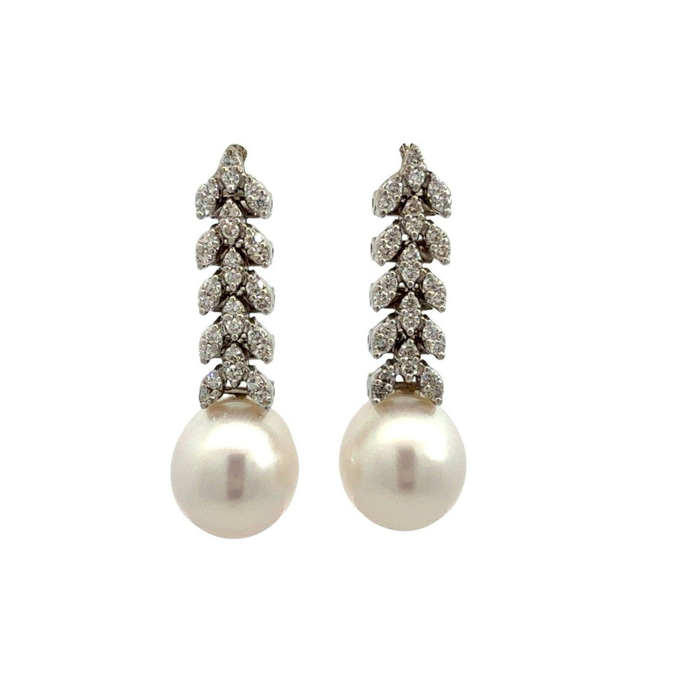 18k White Gold Rare South Sea Pearl & 1.05cttw Diamond Drop Earrings0