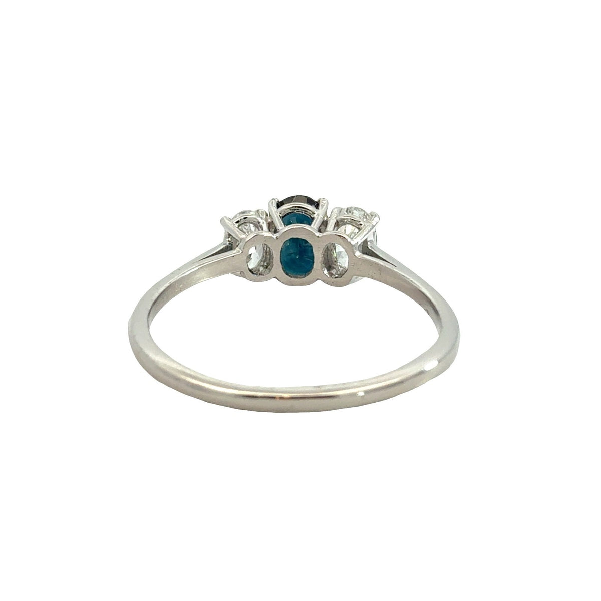 Platinum Three Stone Ring with 1.02ctw Sapphire and 0.64ctw Diamond Size 7.753