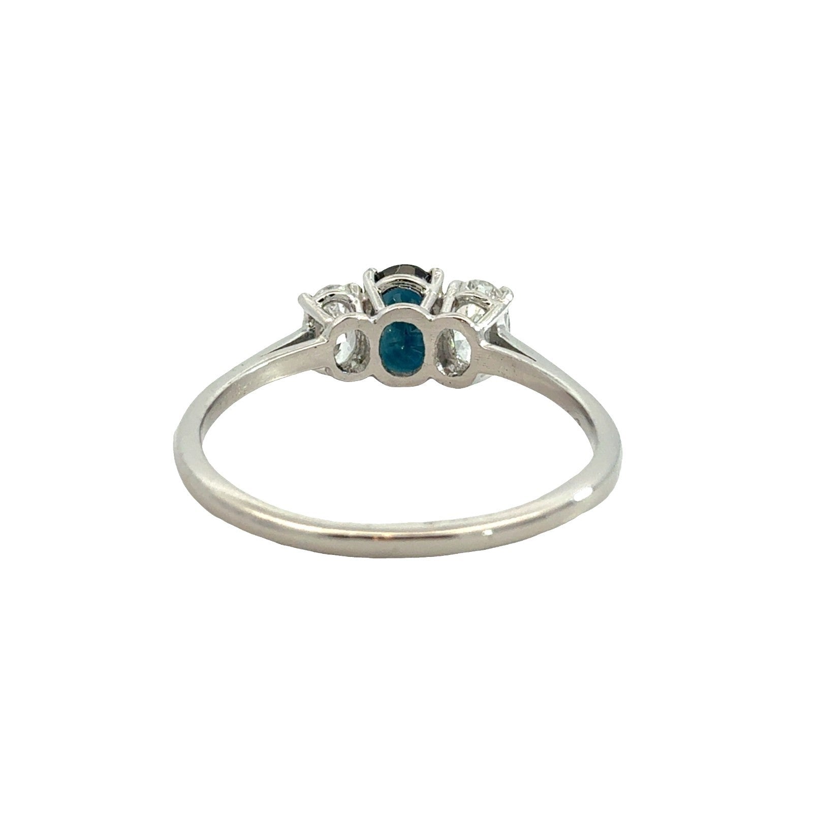 Platinum Three Stone Ring with 1.02ctw Sapphire and 0.64ctw Diamond Size 7.753