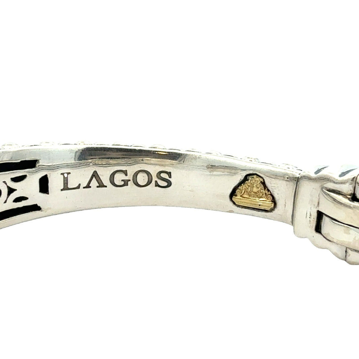 LAGOS Caviar Lux Sterling Silver 18k Yellow Gold & .74ctw Diamond Cuff Bracelet4