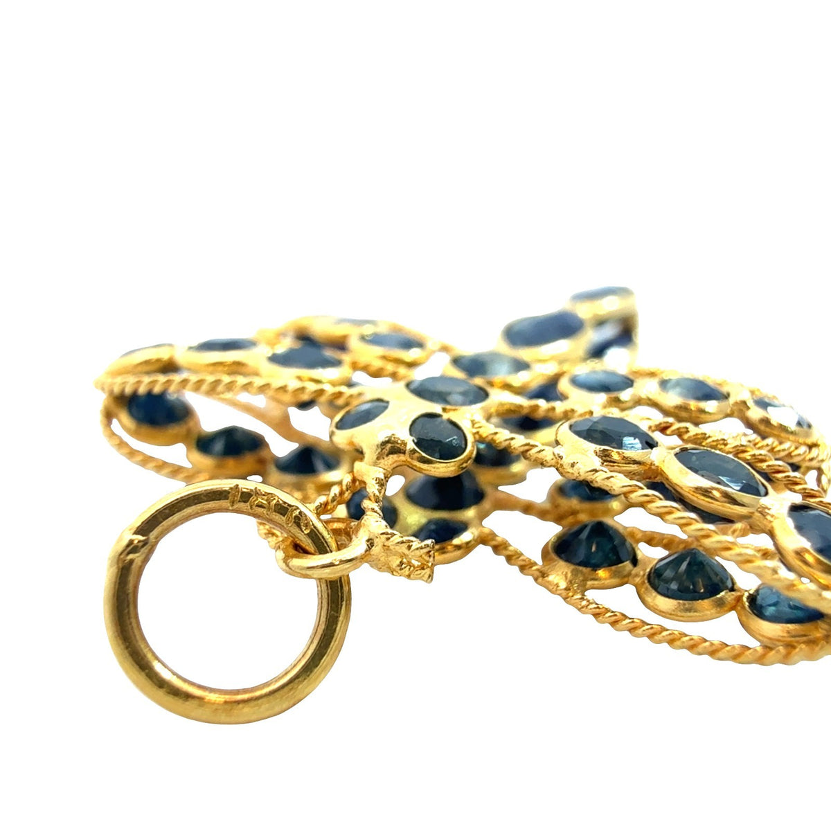 Vintage 18K Yellow Gold & 1.05cttw Deep Blue Sapphire Dragonfly Pendant6