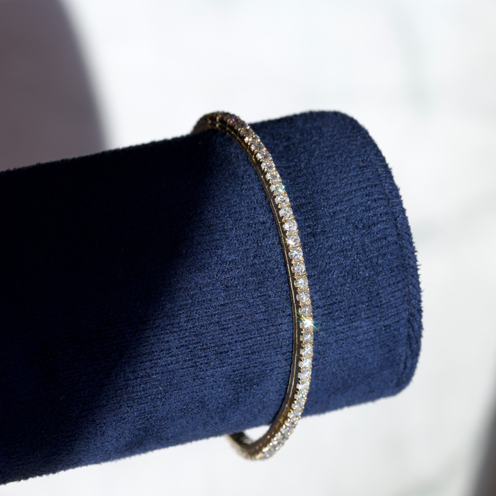 NEW 14k Yellow Gold 3.45cttw Diamond Stretch Tennis Bracelet 0