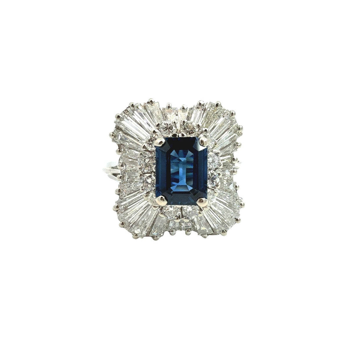 Vintage 14k White Gold 1.18tcw Sapphire and 1.43cttw Diamond Ballerina Ring0