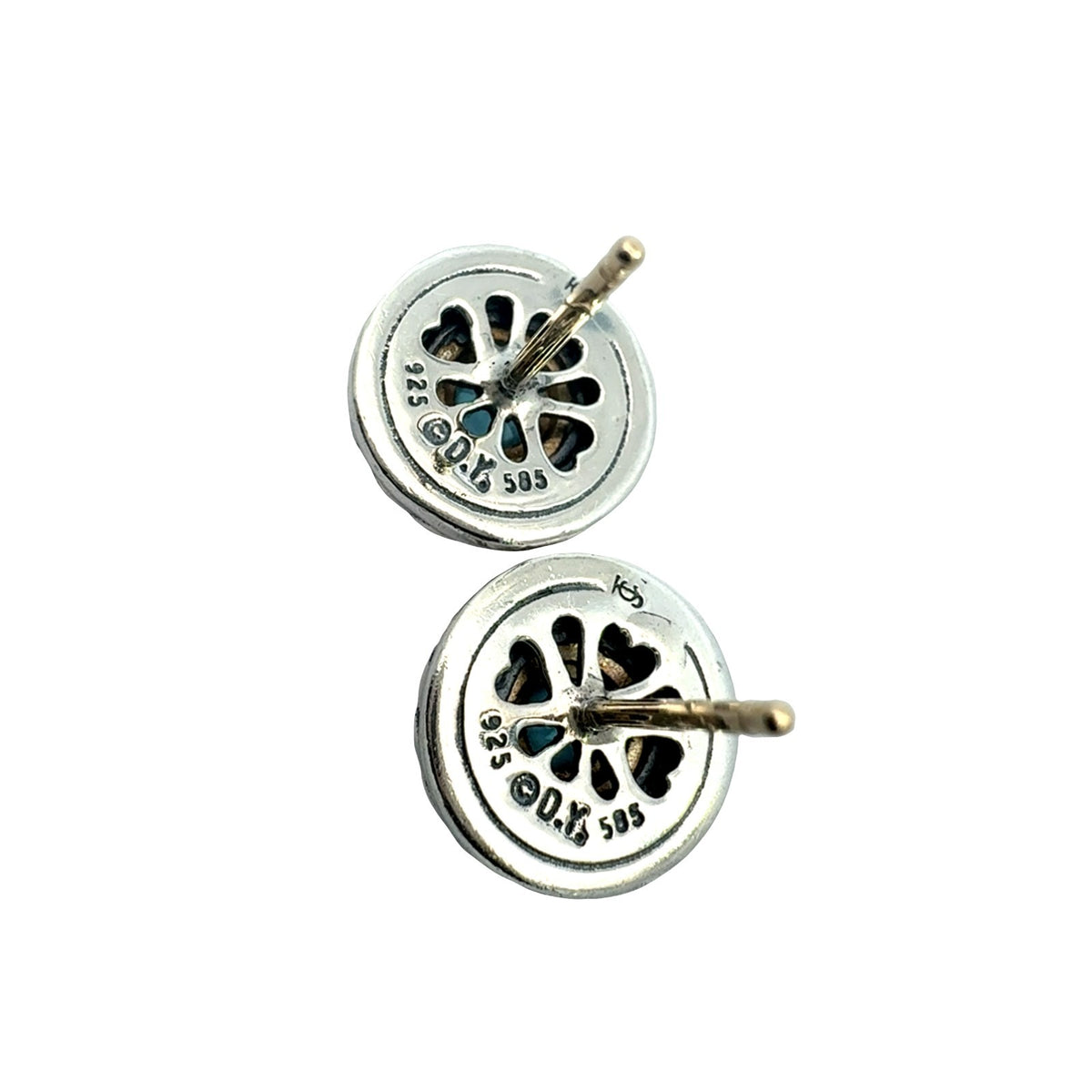 David Yurman Sterling Silver 14k Yellow Gold Topaz Cookie Cable Stud Earrings5