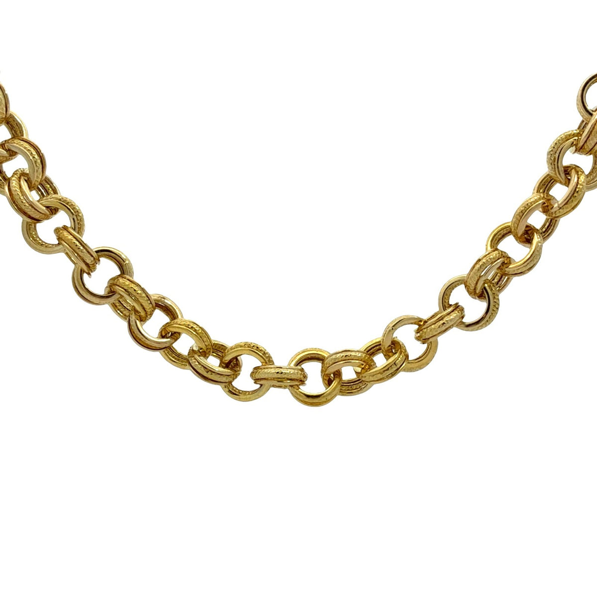 Italy 14k Yellow Gold Textured Multi-Link Chain Necklace 18"1