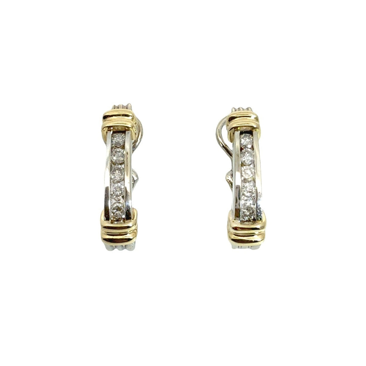 14k Multi-Tone Gold Stamped 0.50cttw Diamond Hoop Earrings0