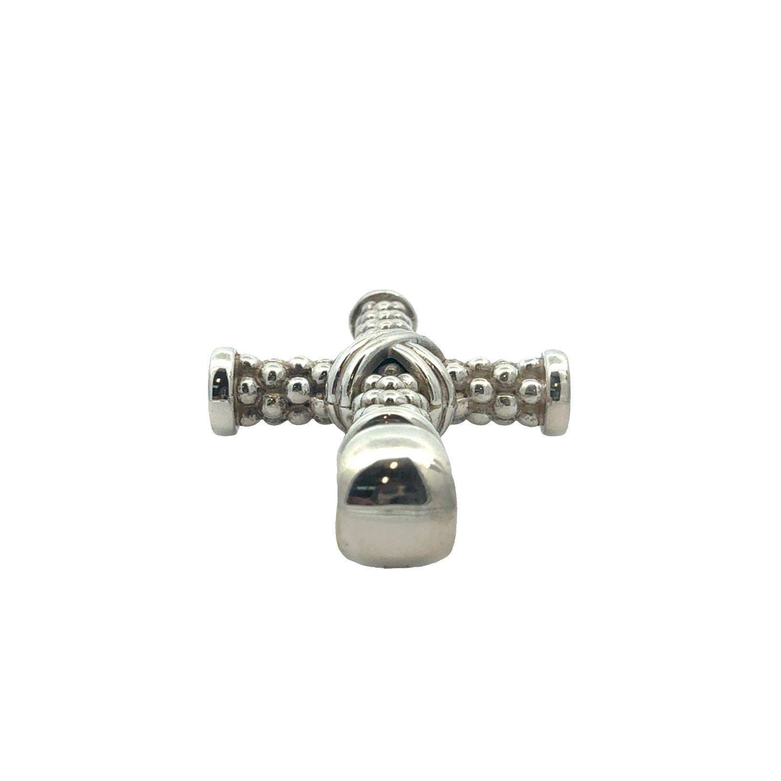Lagos Sterling Silver Caviar Beaded Cross Pendant3
