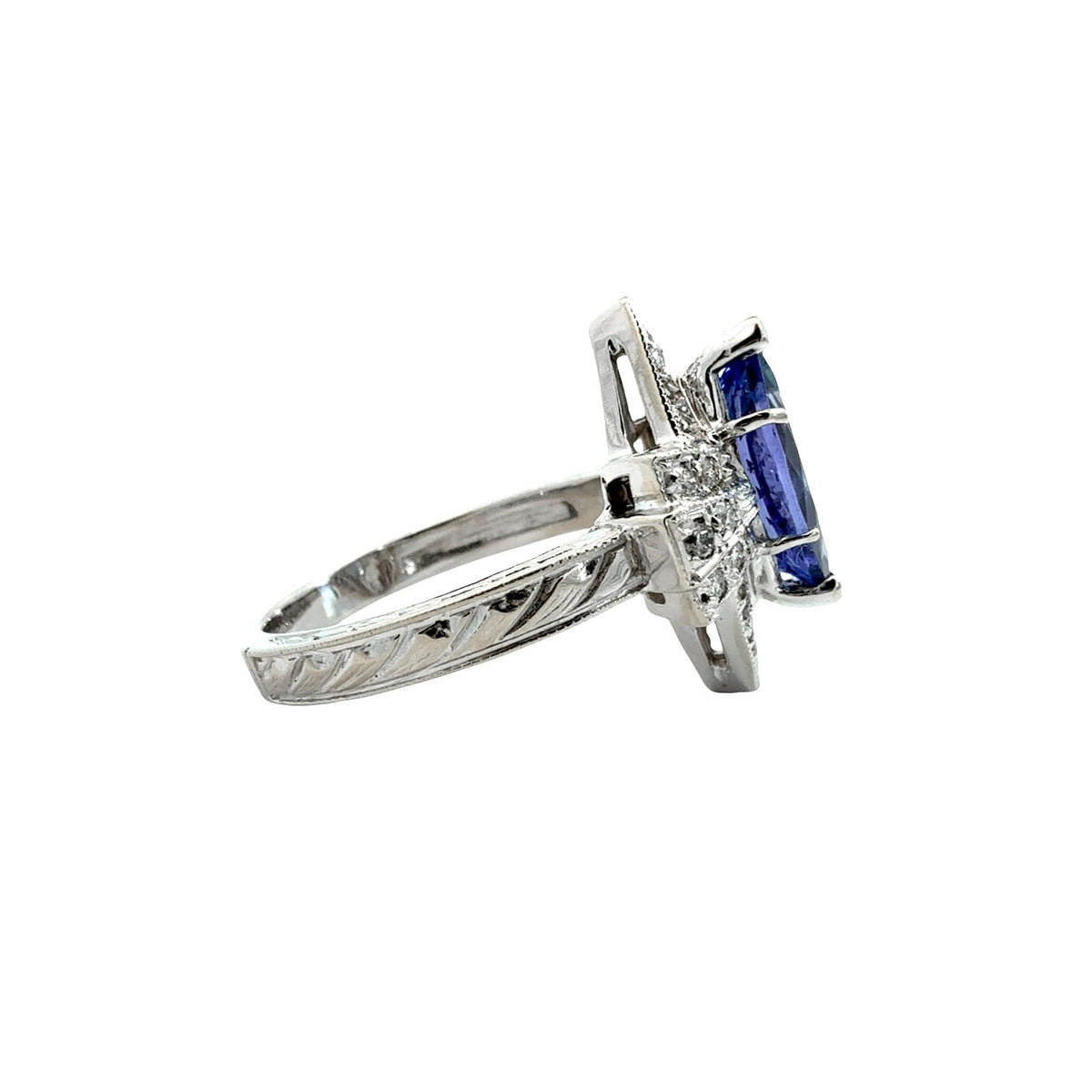 14k White Gold Marquise 1.91tcw Tanzanite 0.29cttw Diamond Art Deco Style Ring2