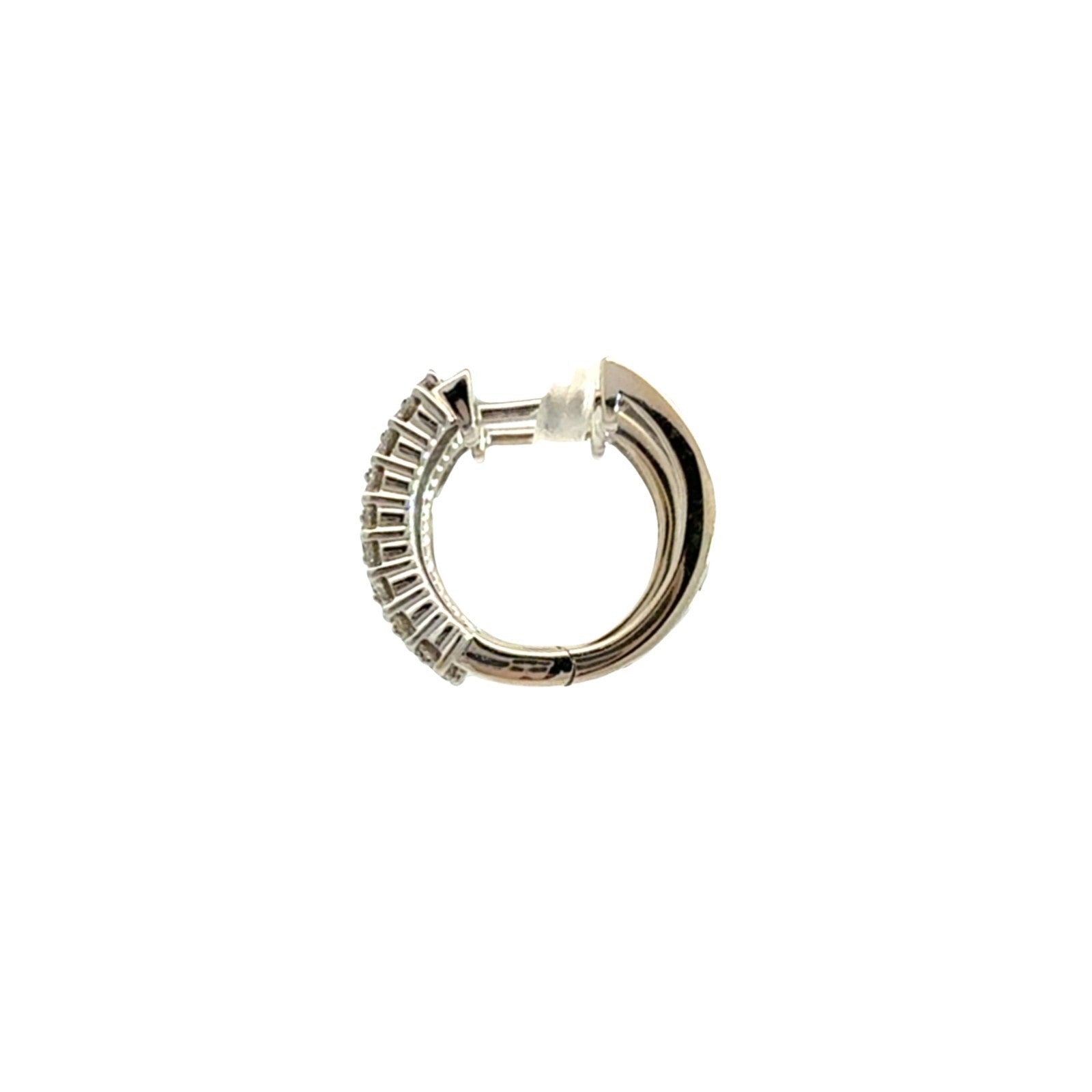 14k White Gold 1.00cttw Diamond Three-Row Pave Hoop Earrings4