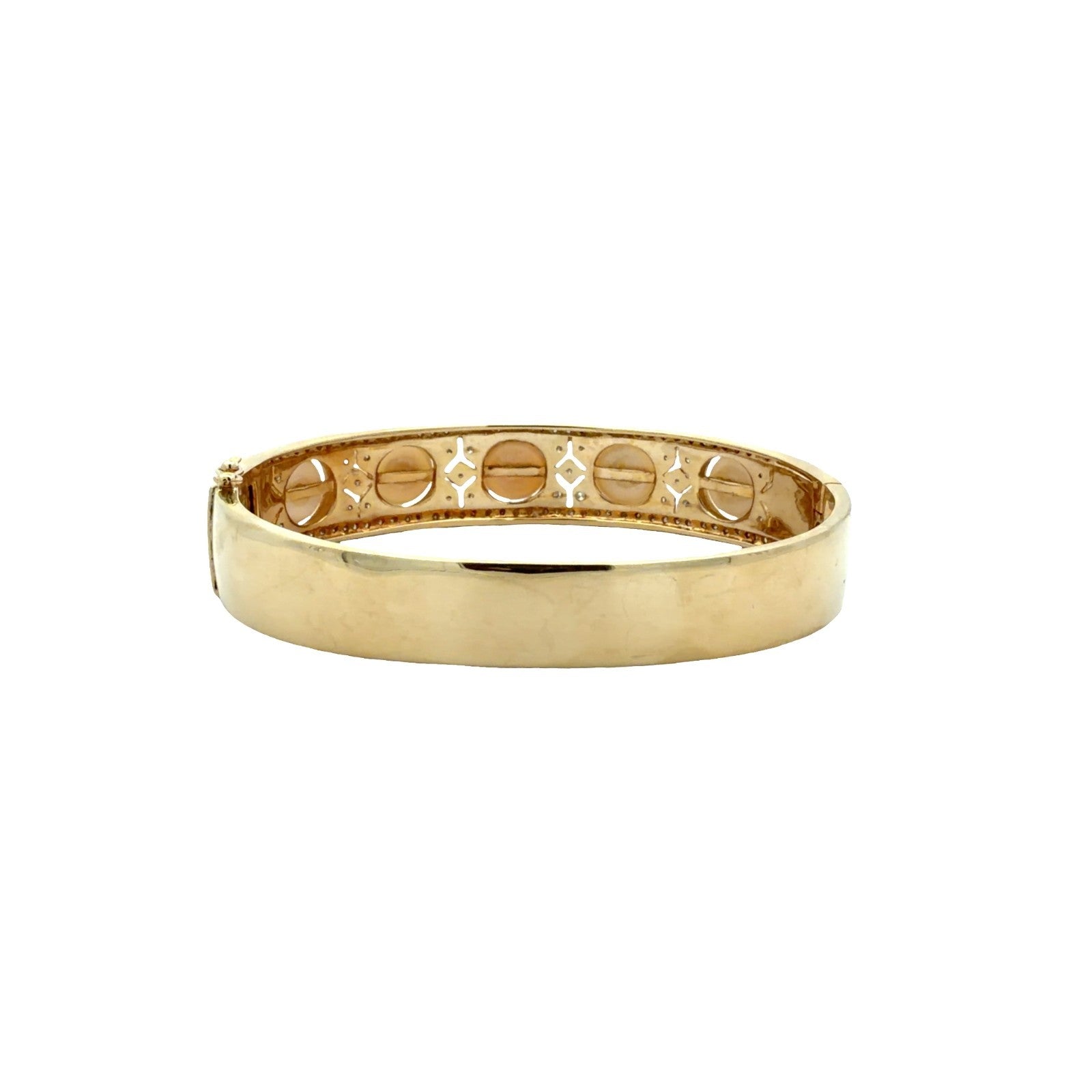 Vintage Art Deco 14k Yellow Gold Five Pearl & 0.53cttw Diamond Bangle2
