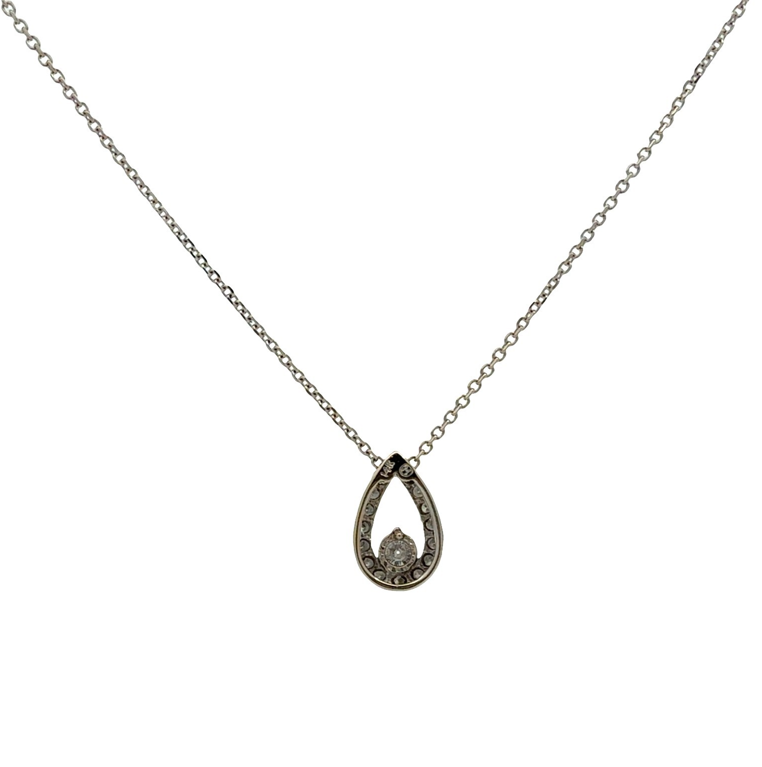 14k White Gold 0.58cttw Diamond Open Teardrop Pendant Necklace2