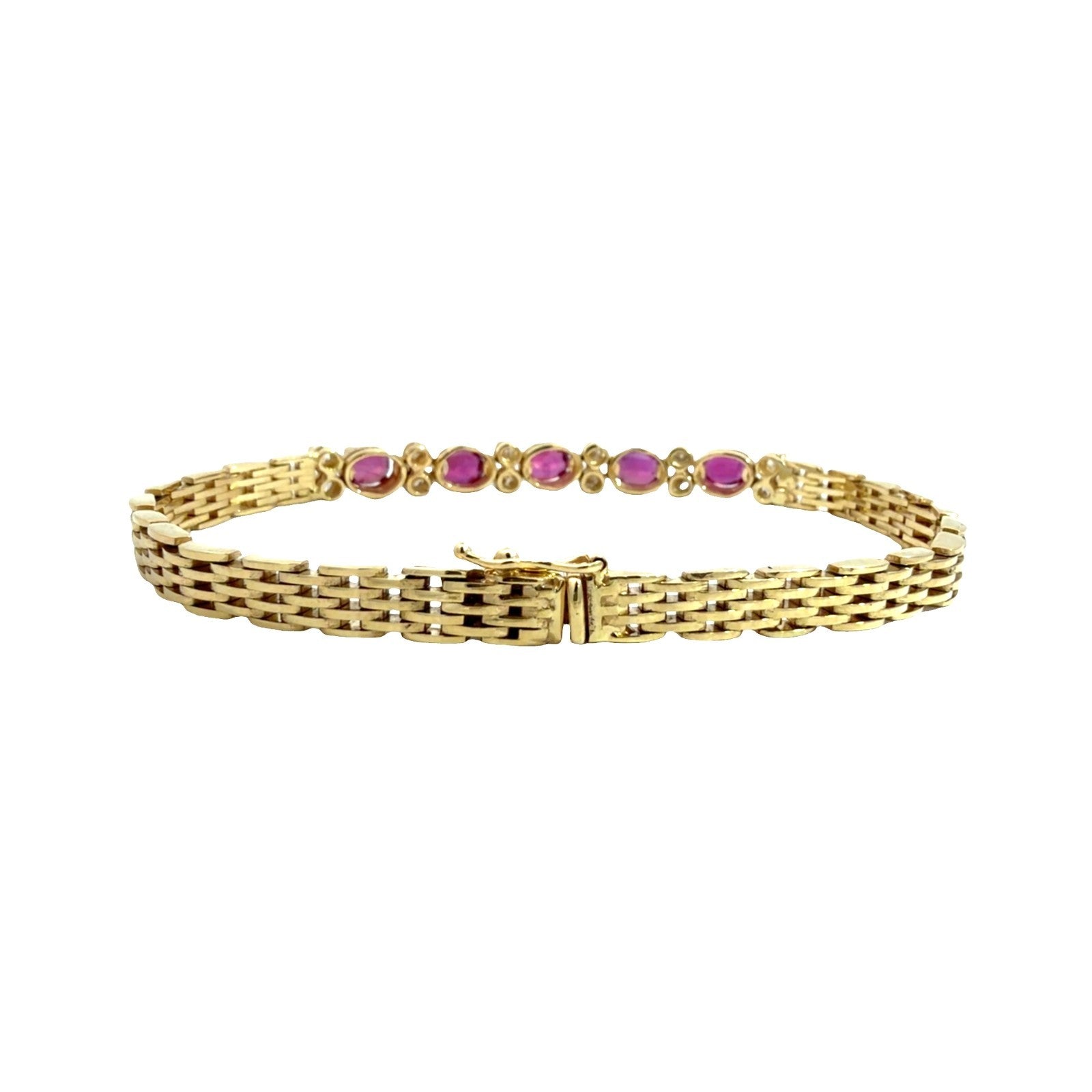 14k Yellow Gold 2.34ctw Ruby and 0.45ctw Diamond Panther Link Bracelet3