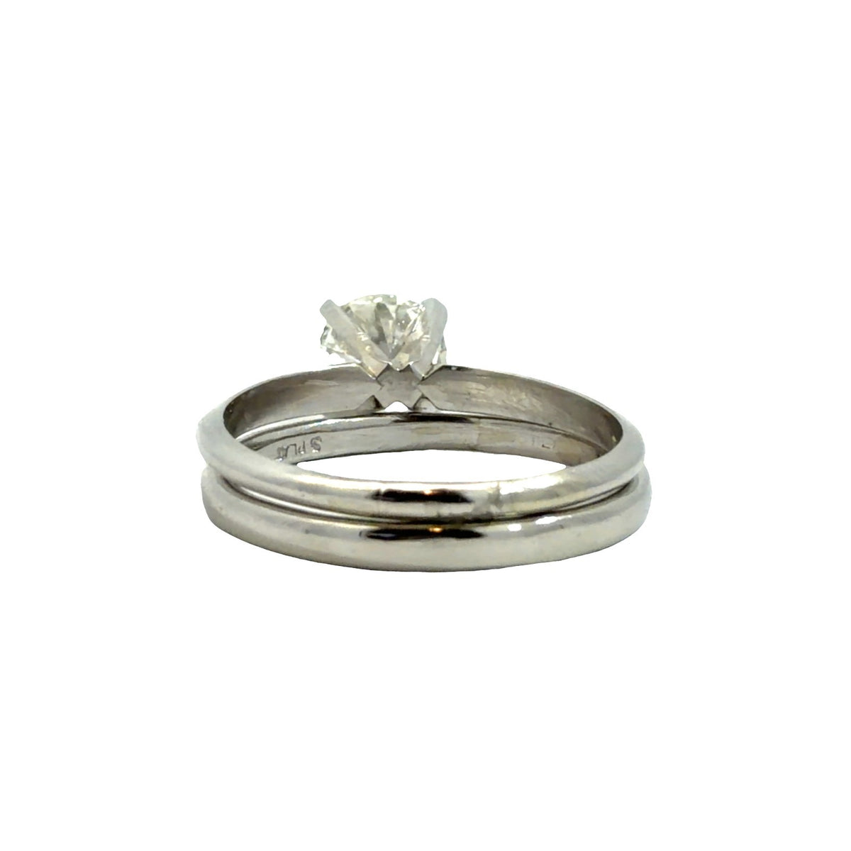 Platinum Wedding Ring Set with Solitaire Round Cut 1.50cttw Diamond Size 73