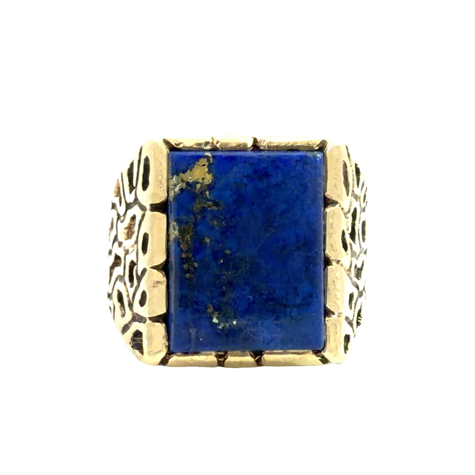 Vintage Stamped 14k Yellow Gold 3.29ctw Lapis Lazuli Ring Size 100