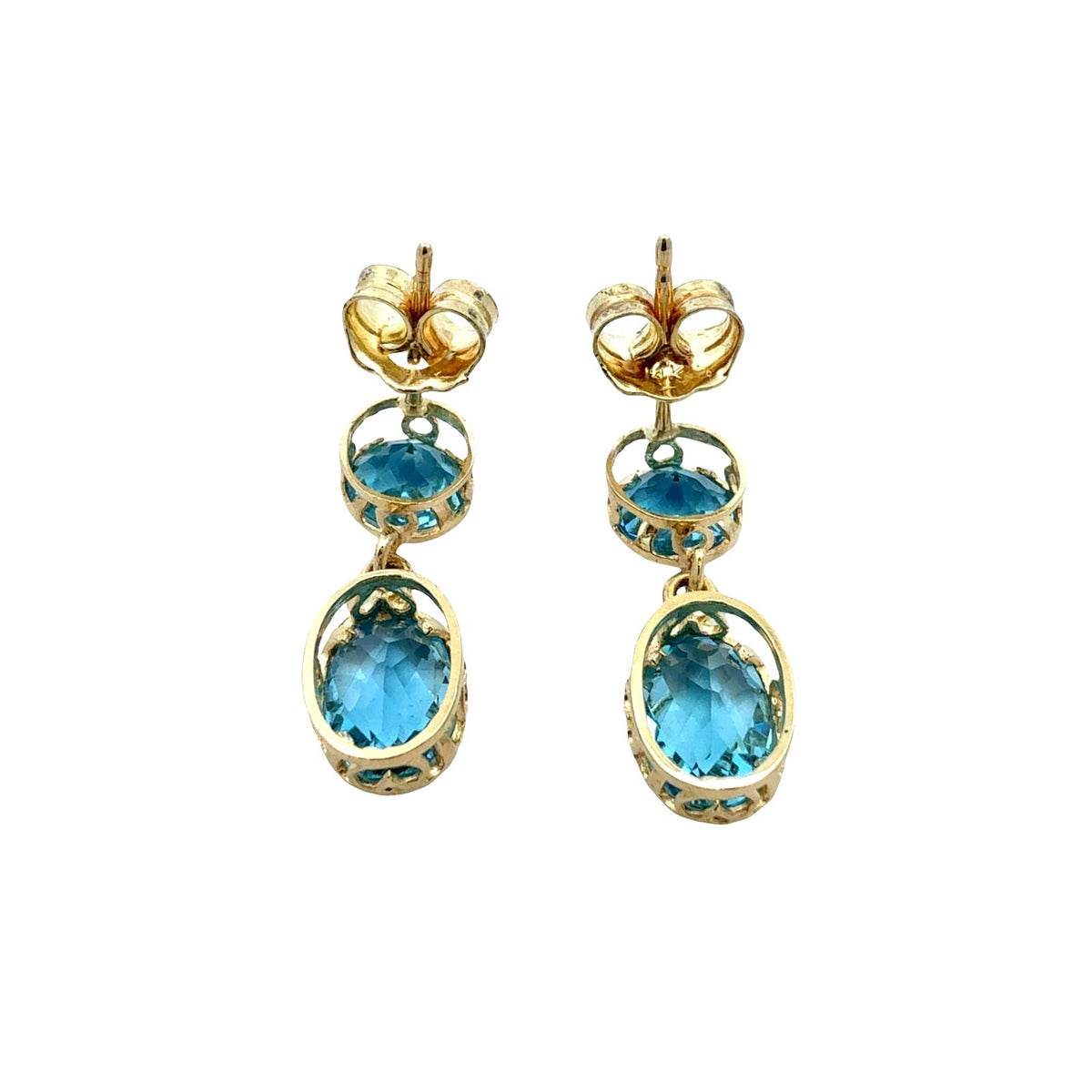 14k Yellow Gold and 2.52cttw Blue Topaz Drop Earrings3
