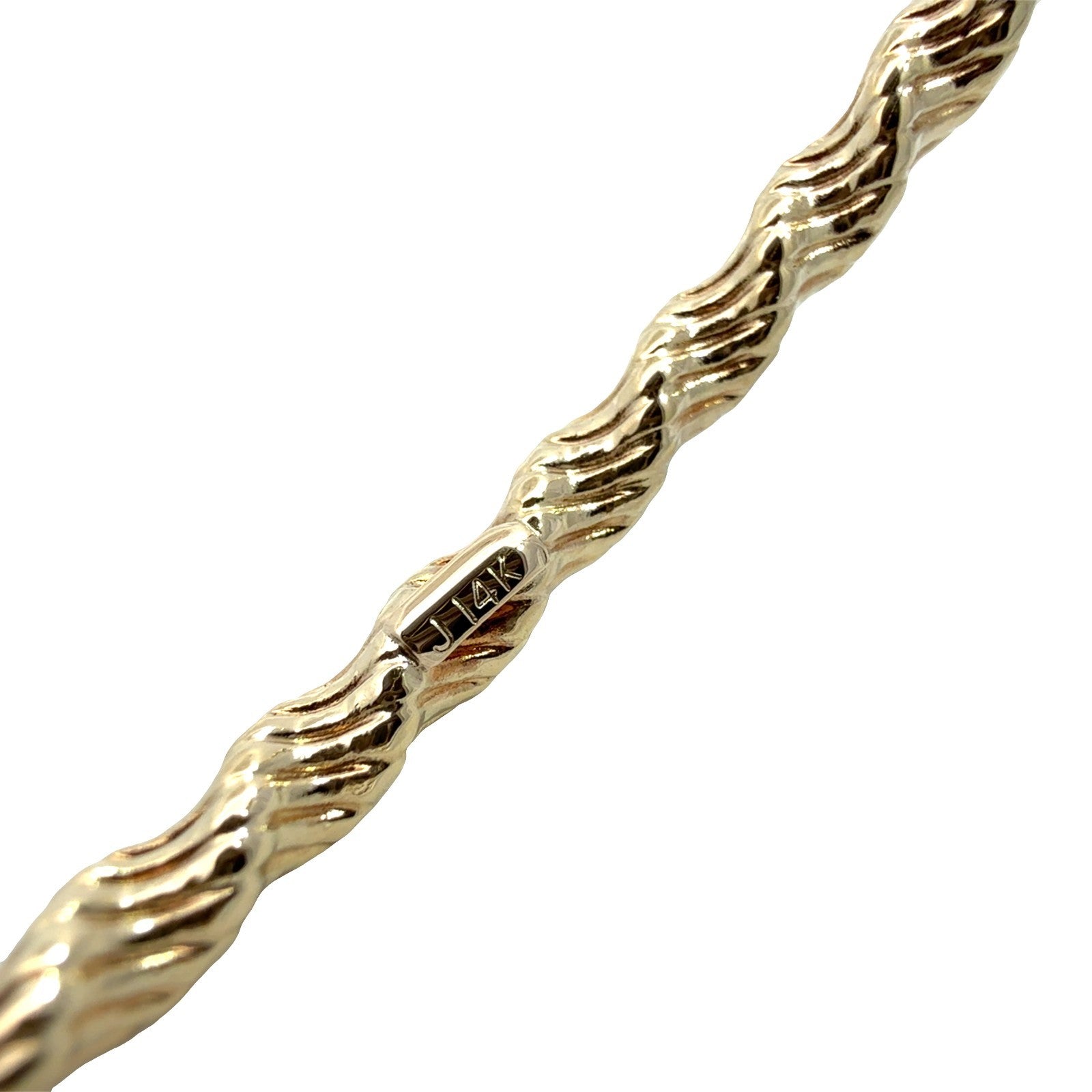 14k Yellow Gold Textured Twisted Bangle Bracelet3