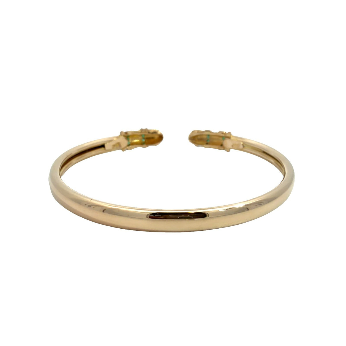 17k Yellow Gold Animal Head Bangle with Emerald Accents3