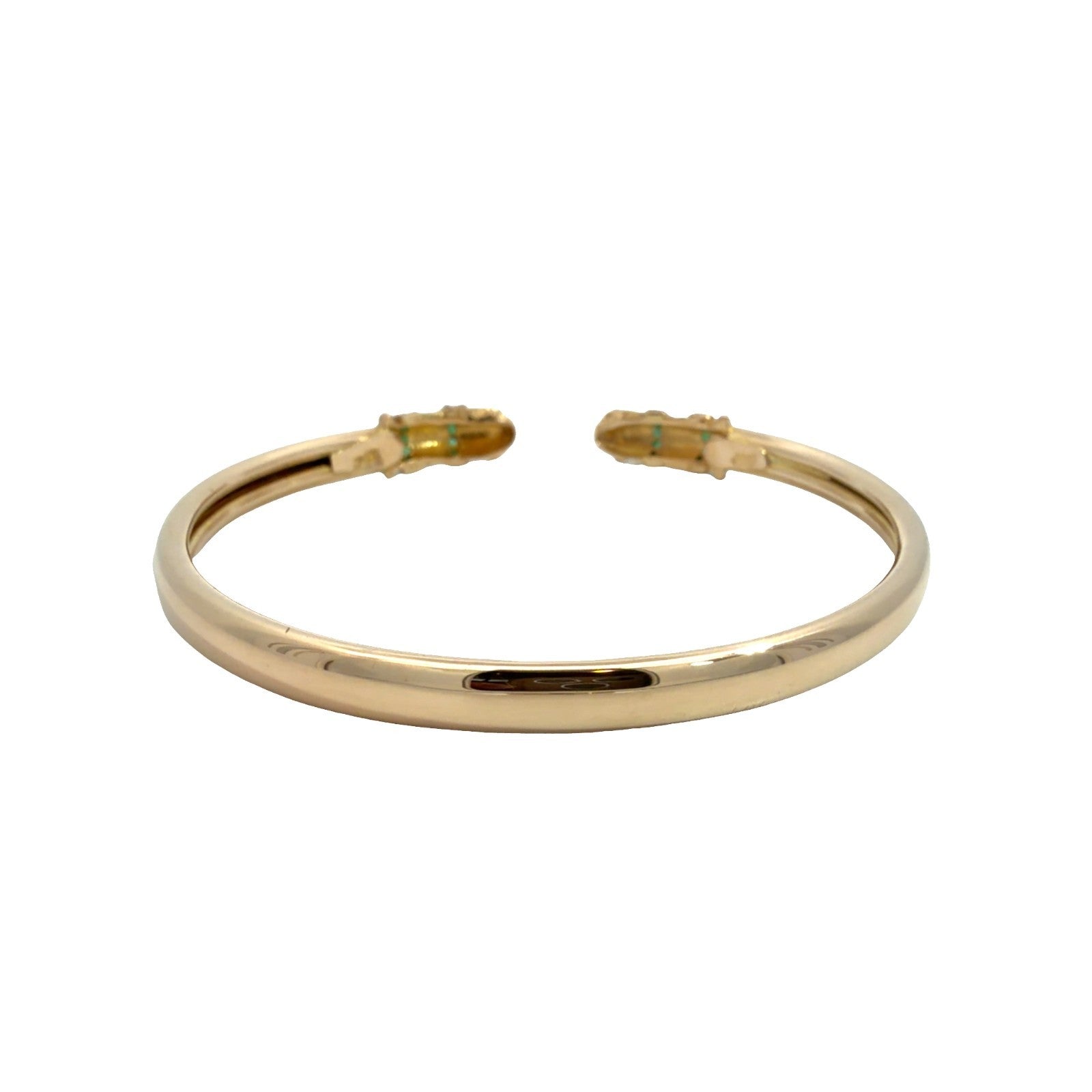 17k Yellow Gold Animal Head Bangle with Emerald Accents3