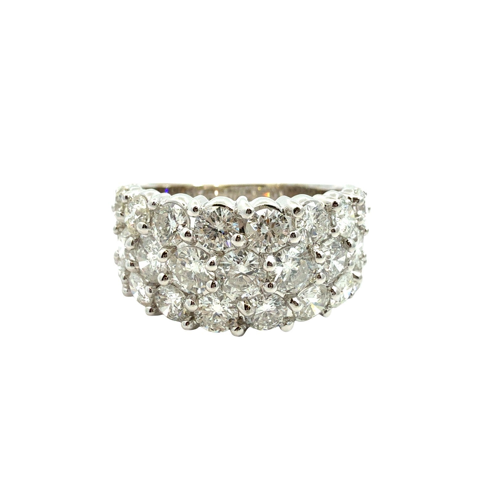 14k White Gold Three-Row 3.84cttw Diamond Band Ring Size 8.251