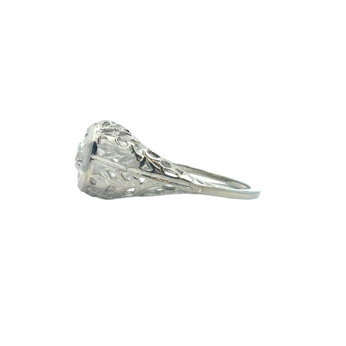 Vintage 18k White Gold Solitaire Euro Cut 0.58ctw Diamond Engagement Ring Size 65