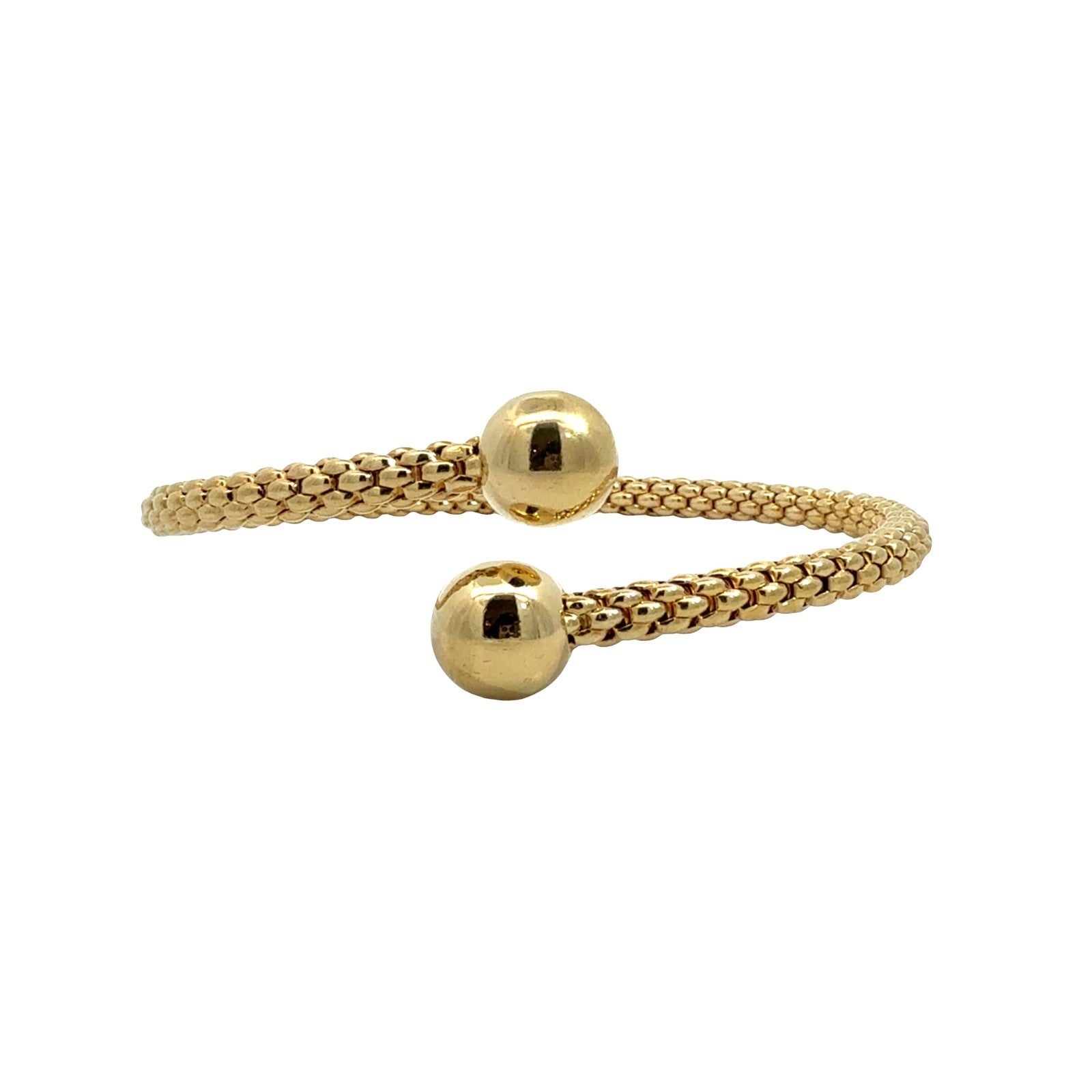 Fope 18k Yellow Gold Textured Flexible Bypass Bangle Bracelet 6.75"0