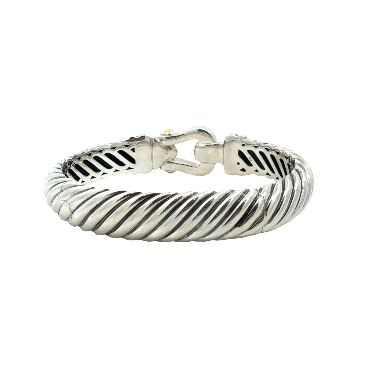 David Yurman Waverly Cable Sterling Silver & 18k Yellow Gold Buckle Bracelet M3