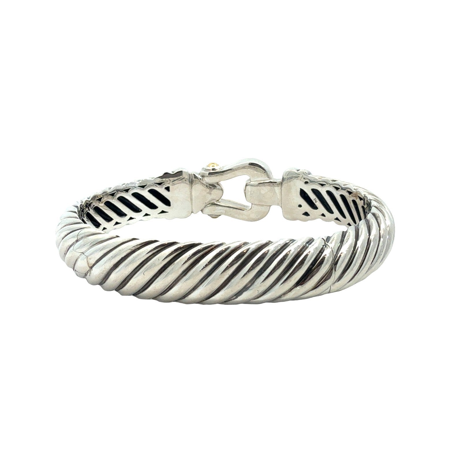 David Yurman Waverly Cable Sterling Silver & 18k Yellow Gold Buckle Bracelet M3