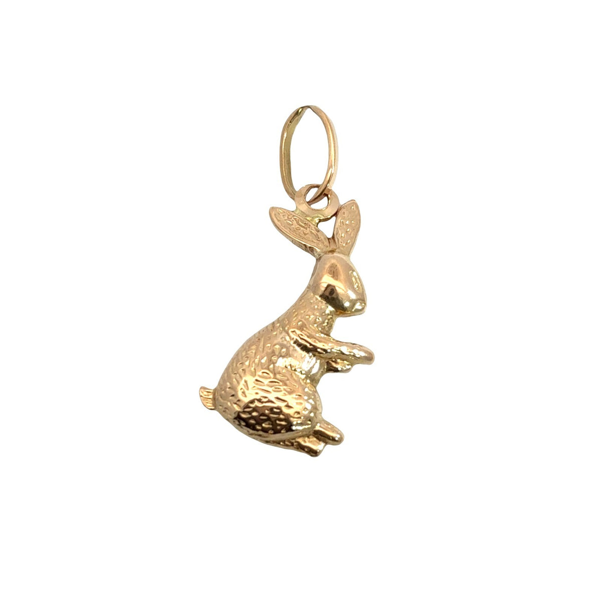 Vintage 18k Yellow Gold Textured Bunny Rabbit Pendant1