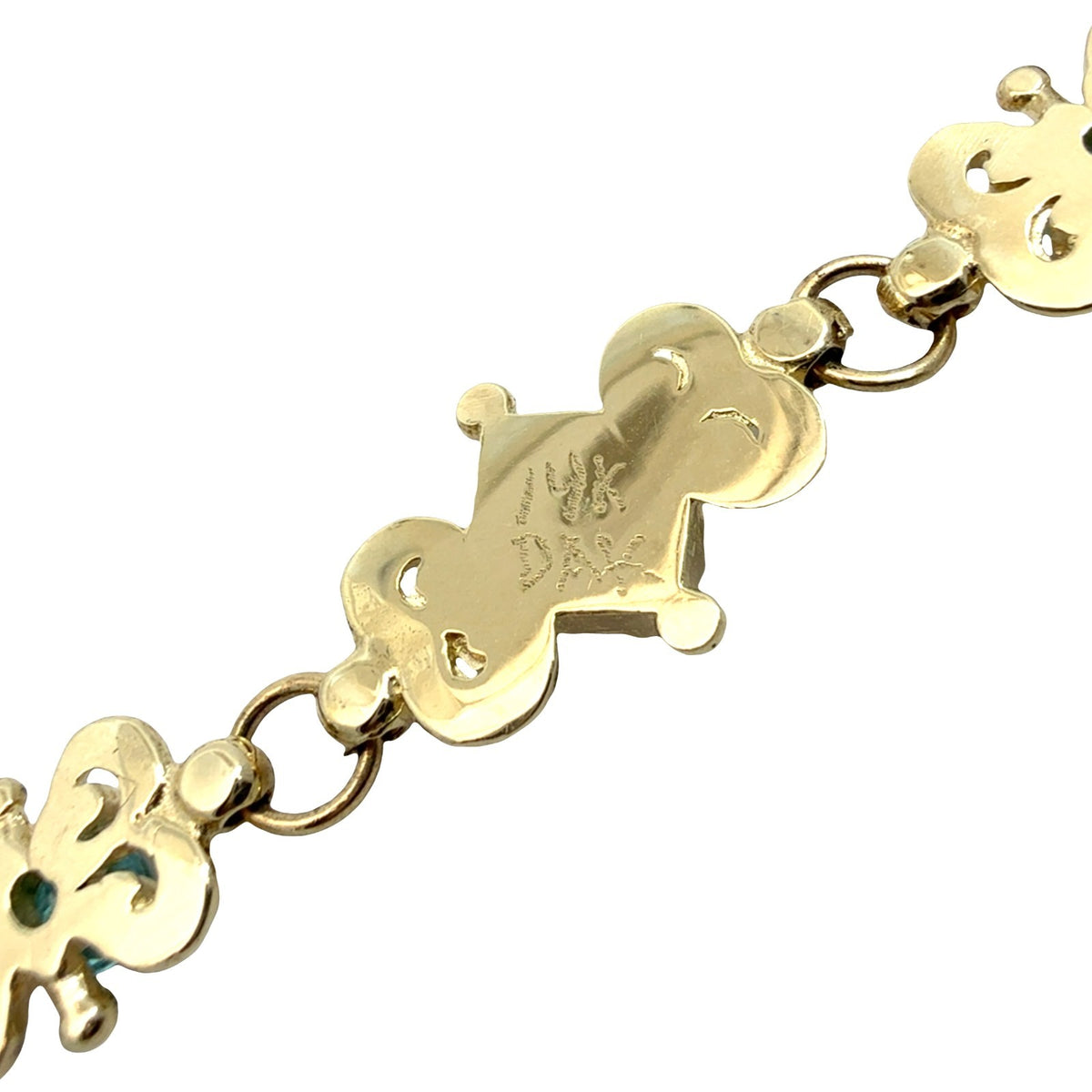14k Yellow Gold 1.55cttw Blue Zircon & Opal Filigree Chain Bracelet 7.25"5