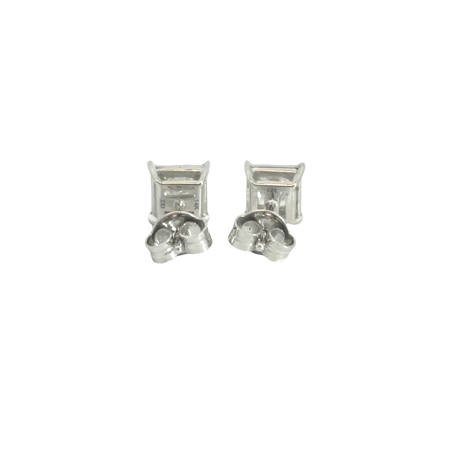 14k White Gold 0.63cttw Princess Cut Diamond Stud Earrings3