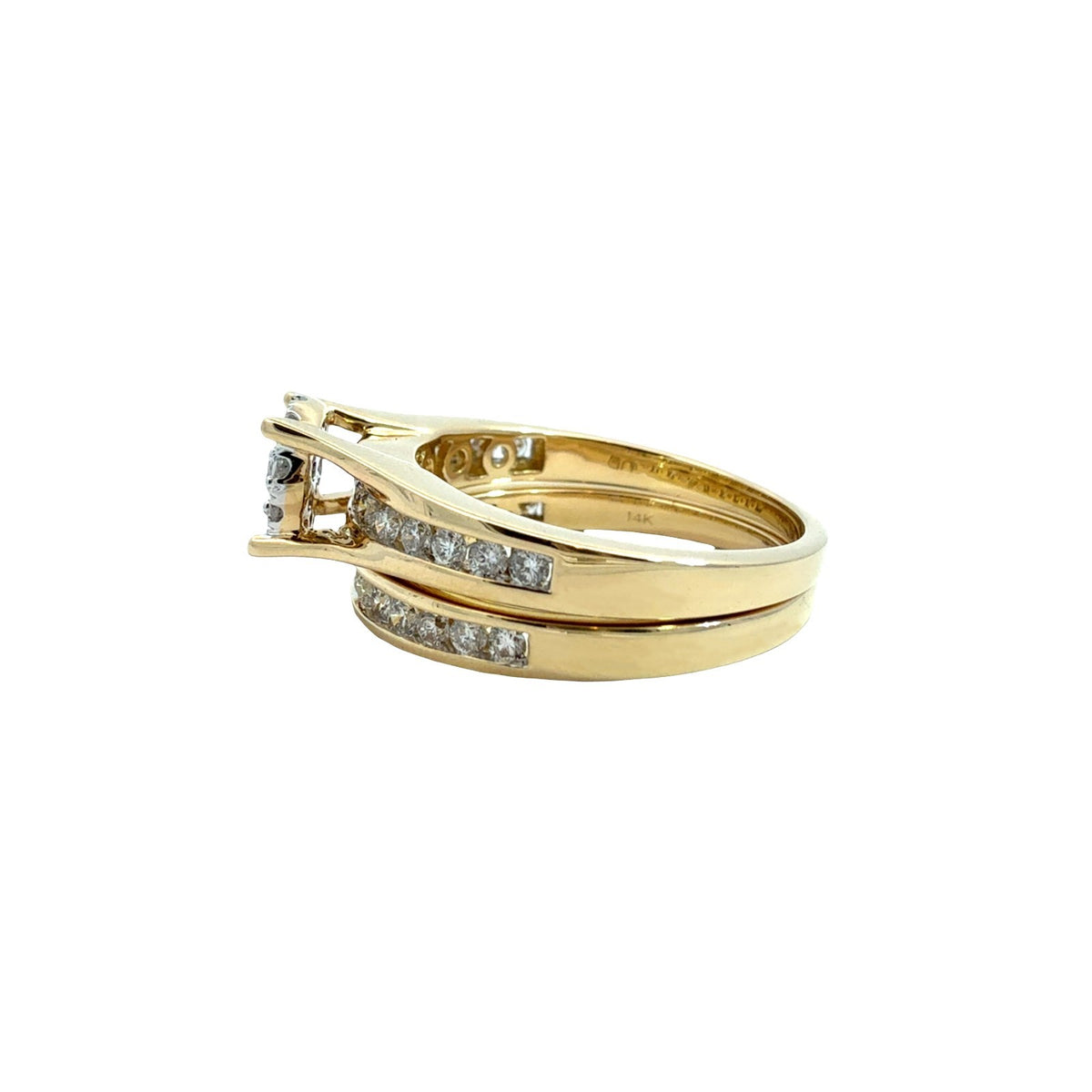14k Yellow Gold 1.16cttw Diamond Cluster Engagement Ring Set Size 6.754