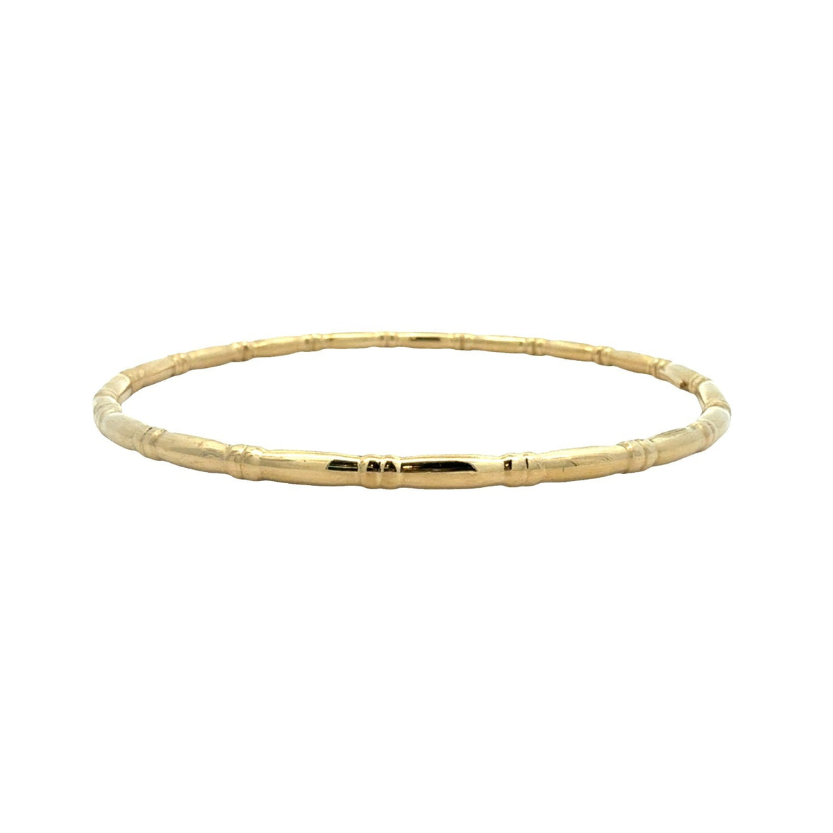 14k Yellow Gold Bamboo Bangle Bracelet 8"2