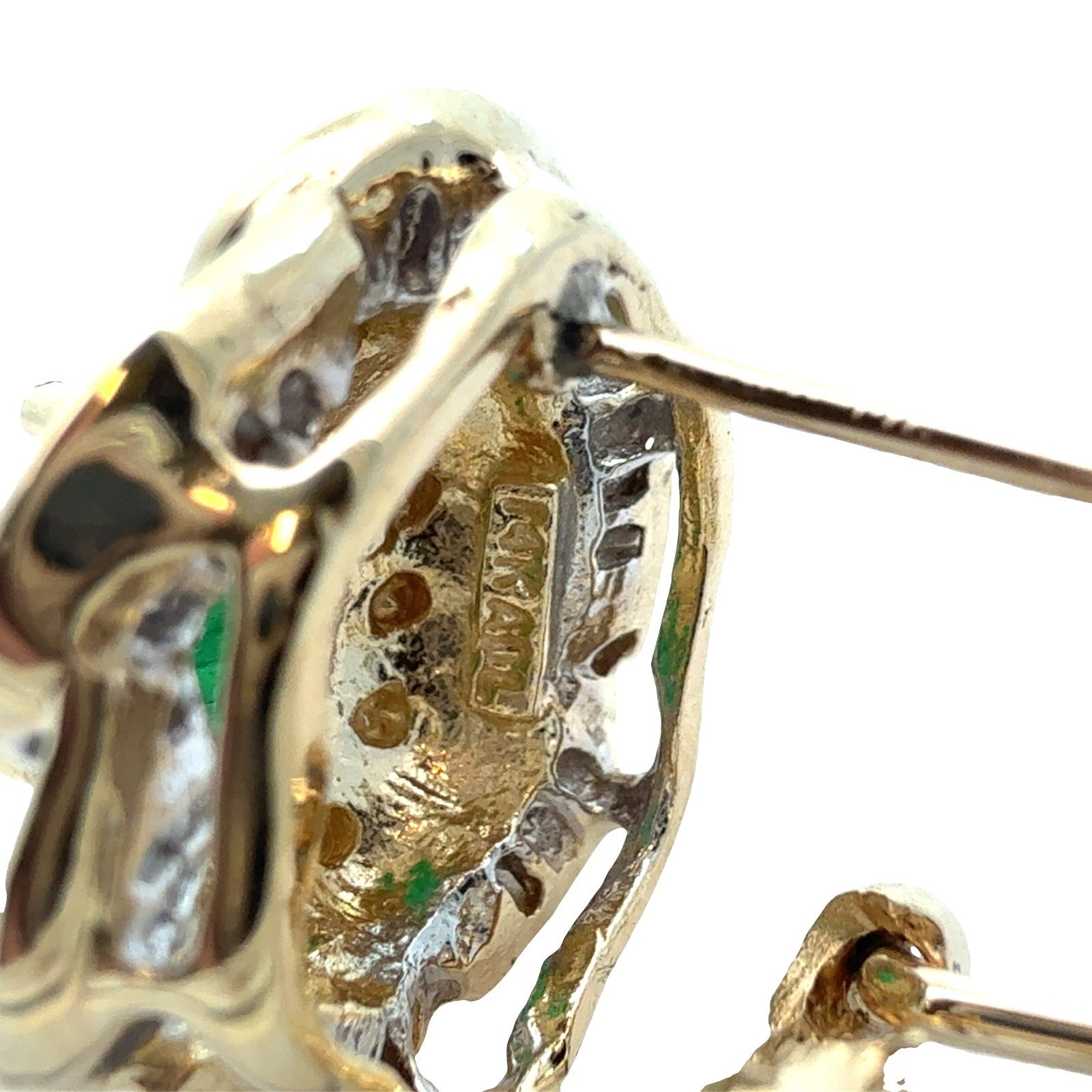 14k Yellow Gold 1.12cttw Oval Emerald and 1.44cttw Diamond Floral Halo Earrings4