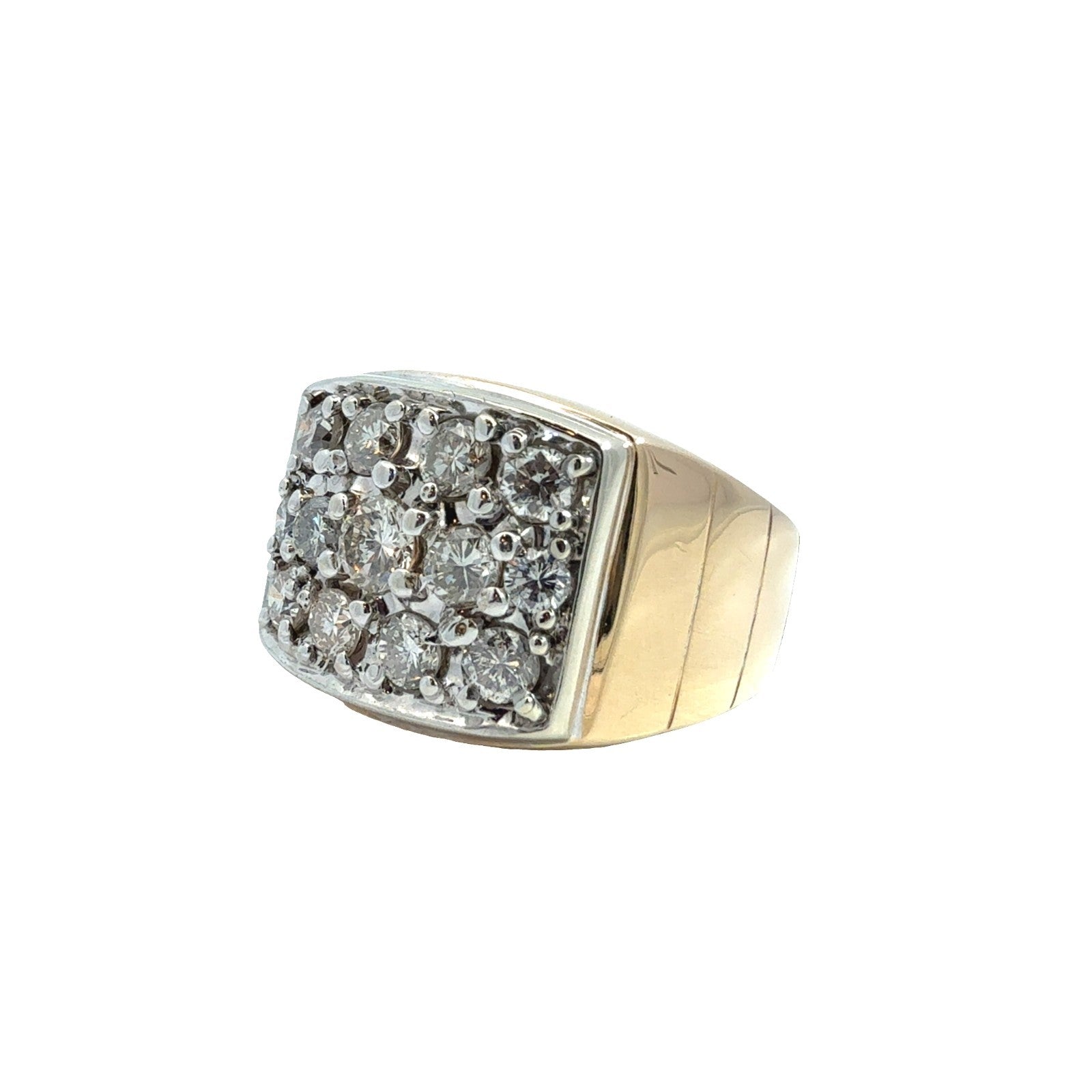 14k Yellow Gold Two Toned 1.80ctw (0.25ctw) Diamond Cluster Cocktail Ring Size 80