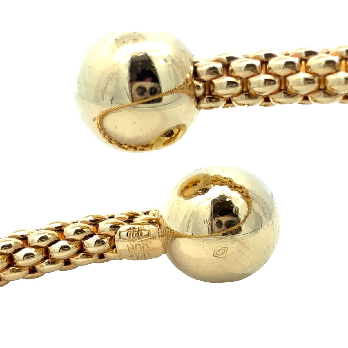 Fope 18k Yellow Gold Textured Flexible Bypass Bangle Bracelet 6.75"5