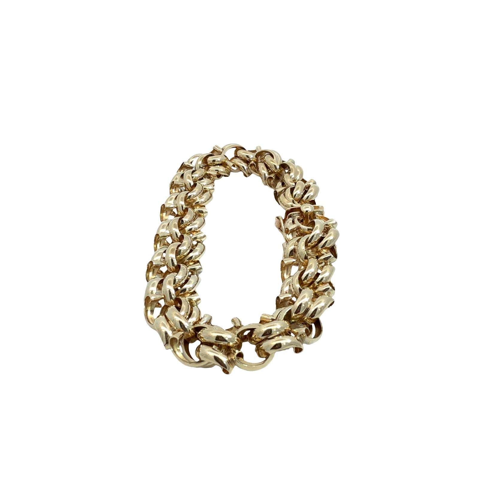 14k Yellow Gold Stamped Chunky Double Interlocking Link Chain Bracelet 7.5"4