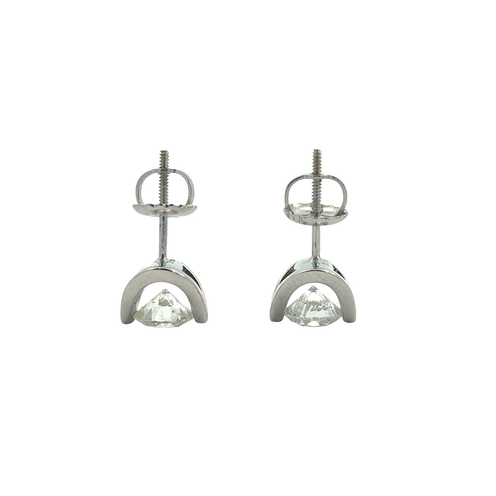14k White Gold and 0.92ctw Diamond Stud Earrings0