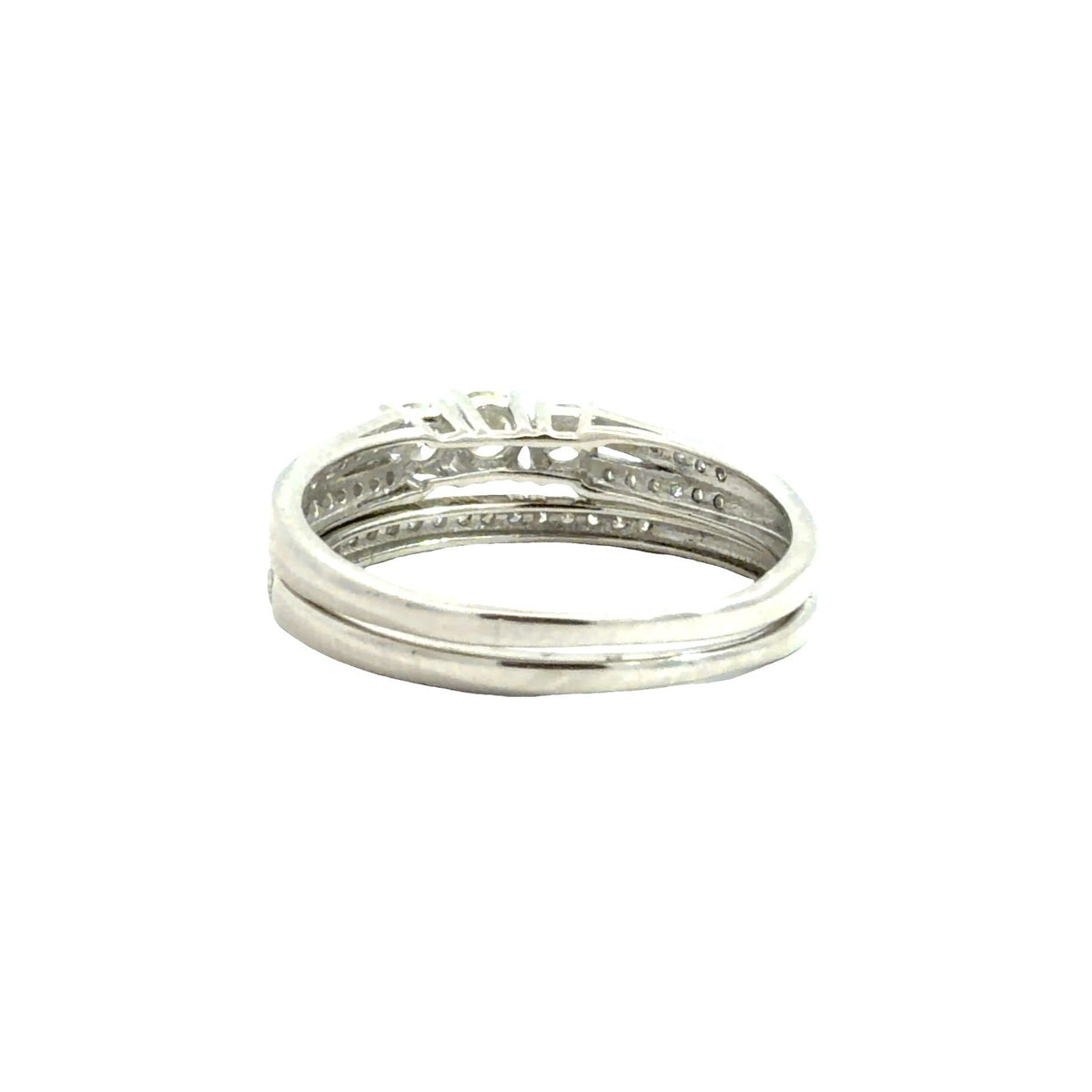 14k White Gold & 0.28cttw Diamond Bridal Ring Set Size 5.5 & 63