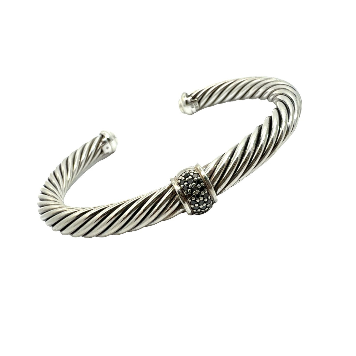 David Yurman Sterling Silver Onyx Classic Cable Cuff Medium 7mm4