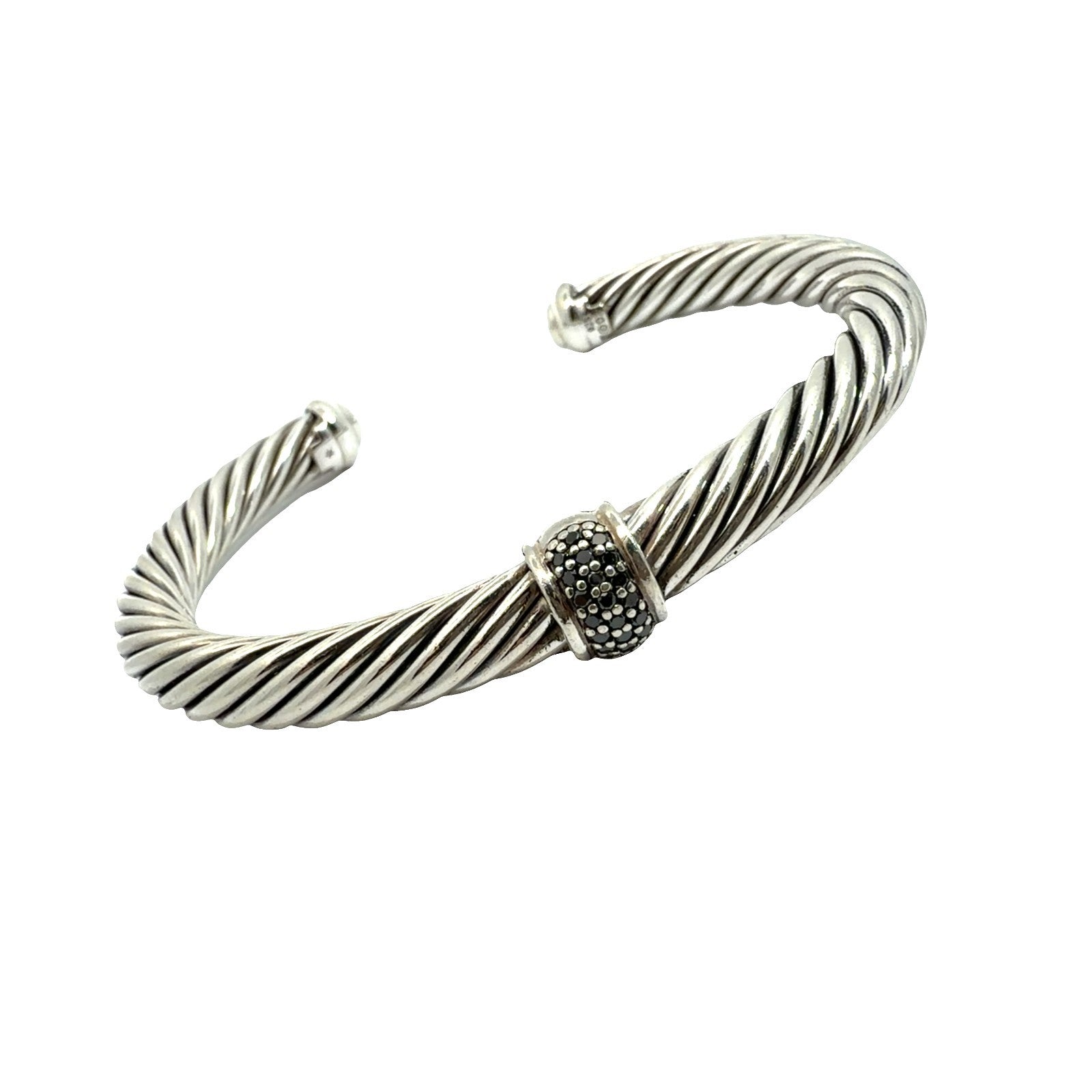 David Yurman Sterling Silver Onyx Classic Cable Cuff Medium 7mm4
