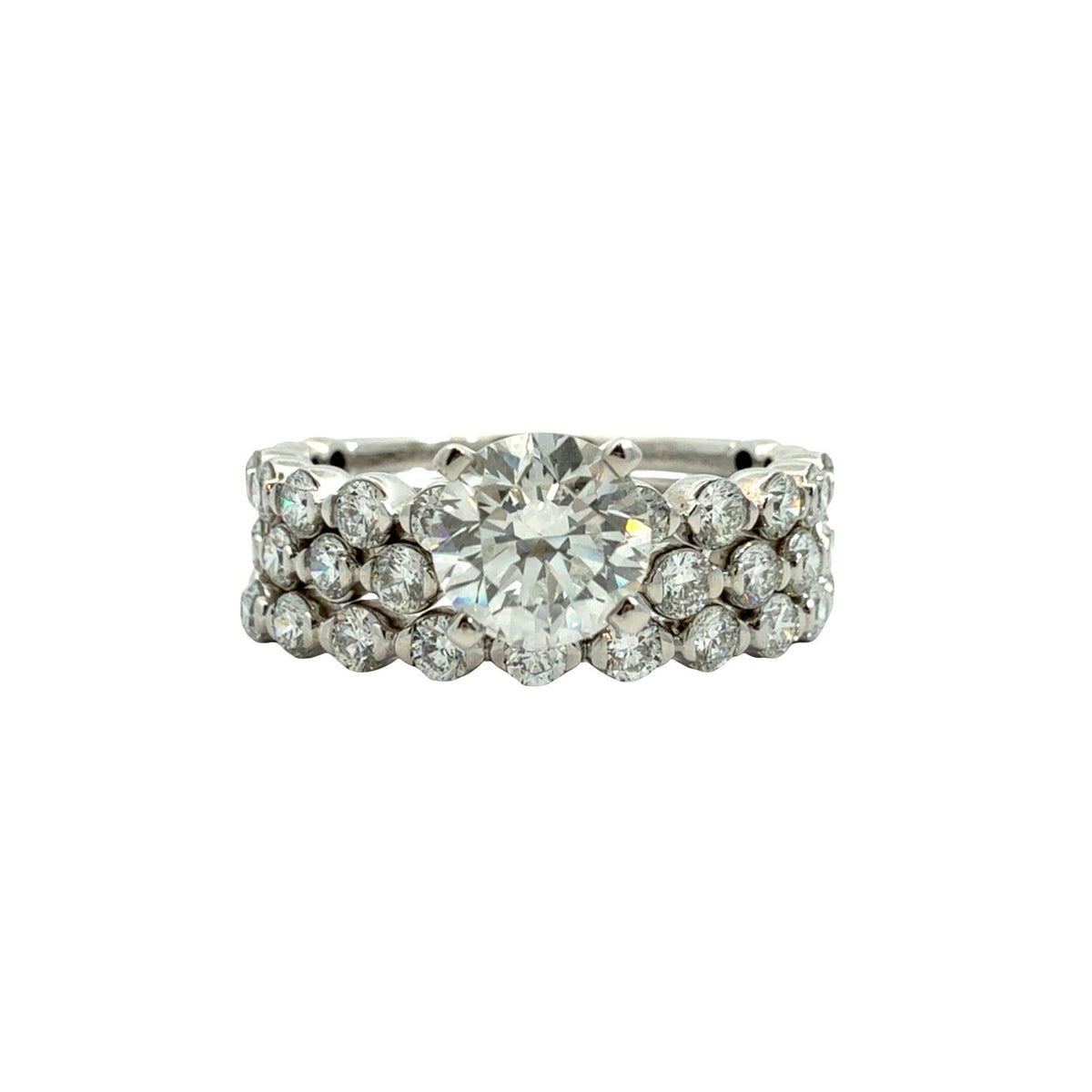 10k White Gold Round 2.35cttw(0.91tcw) Lab Created Diamond Bridal Set 3 Rings0