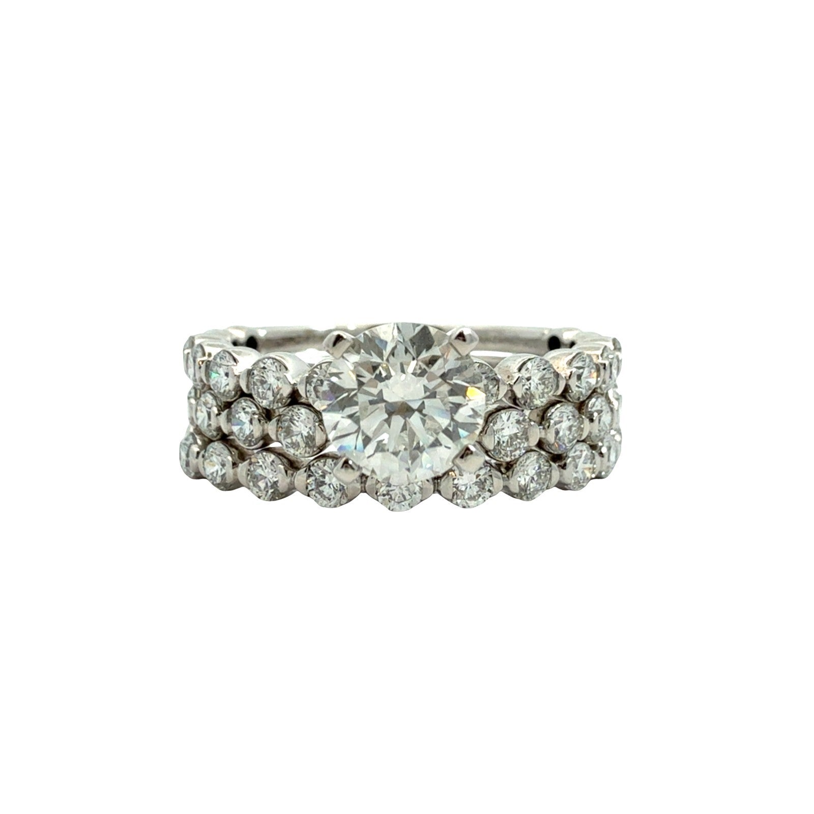 10k White Gold Round 2.35cttw(0.91tcw) Lab Created Diamond Bridal Set 3 Rings0
