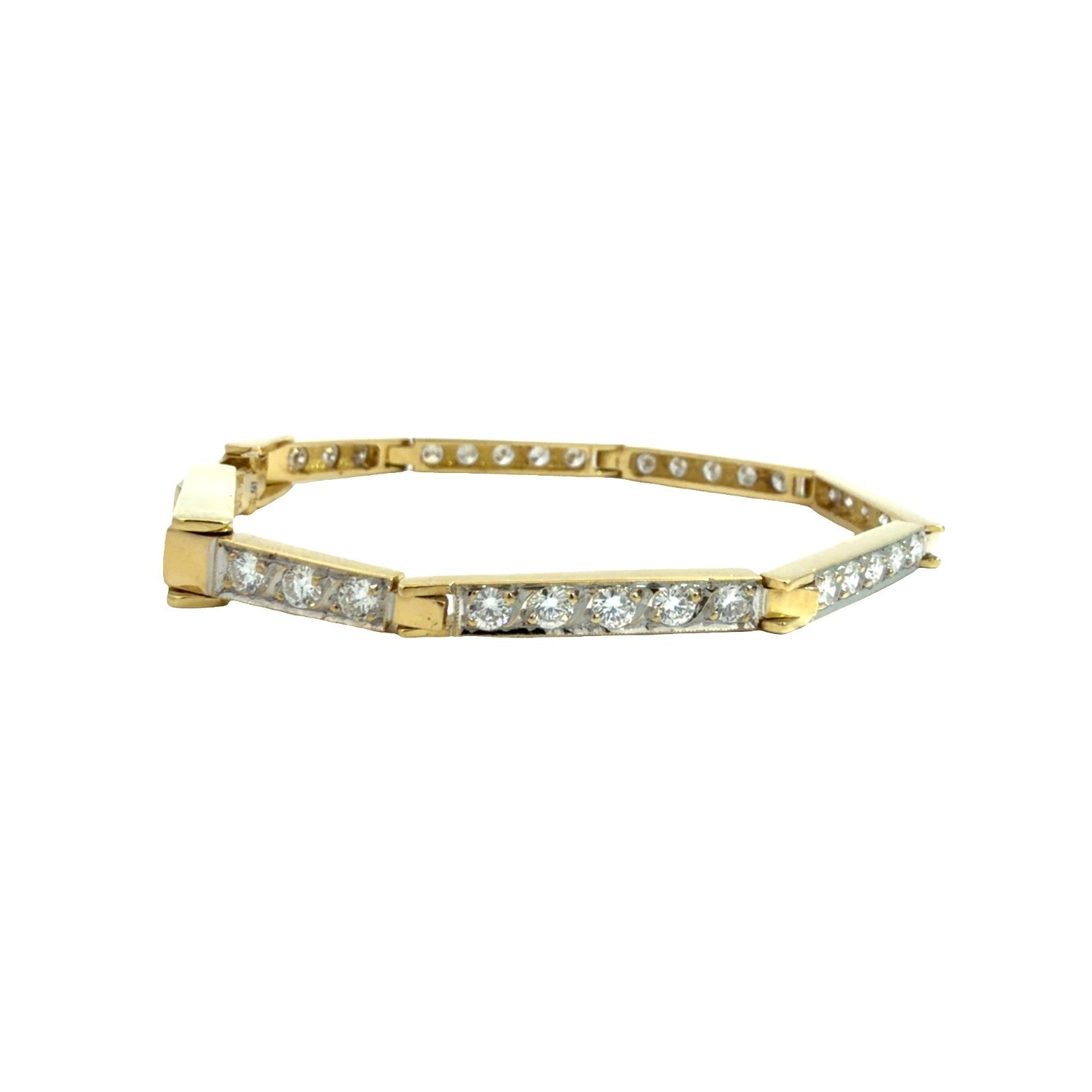18k Yellow Gold 2.32ctw Channel Set Diamond Hinged Box Link Tennis Bracelet0