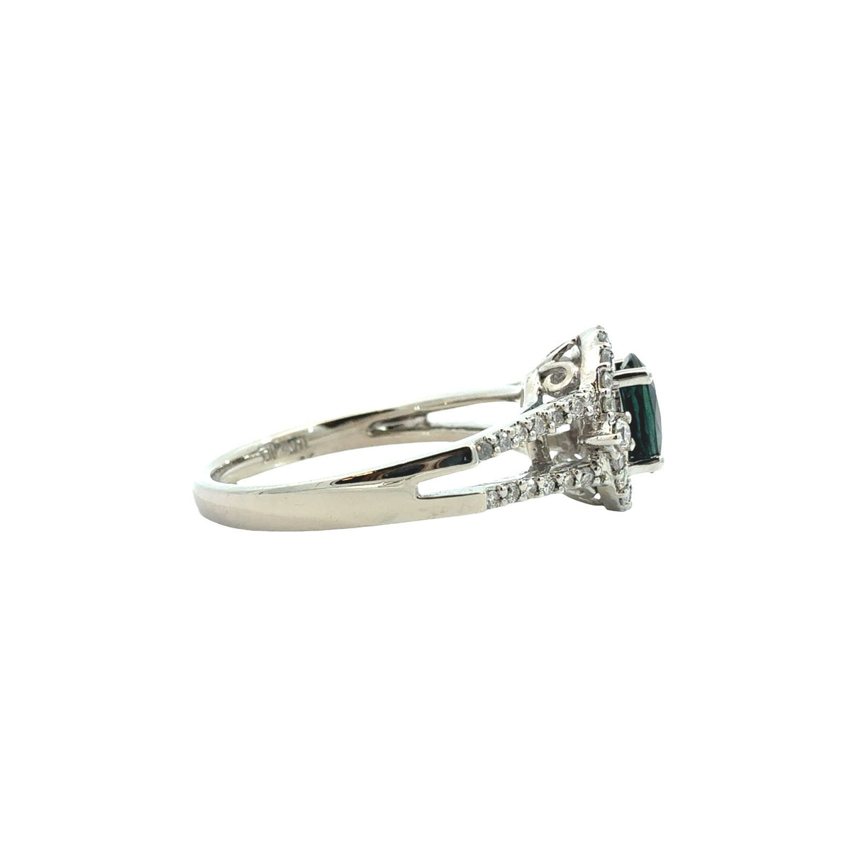 10k White Gold 0.87tcw Sapphire and 0.37cttw Diamond Halo Split-Shank Ring4